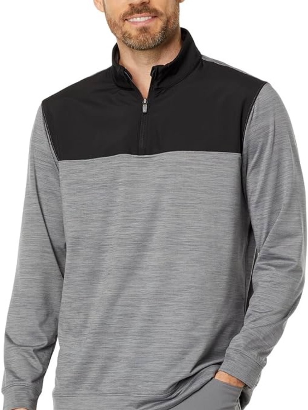 Puma Cloudspun Men's Quarter-Zip Performance Pullover Jacket - Black & Gray